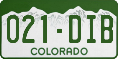 CO license plate 021DIB
