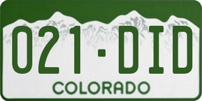 CO license plate 021DID