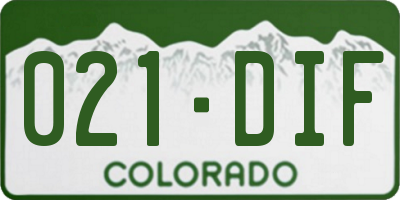 CO license plate 021DIF