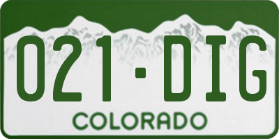 CO license plate 021DIG