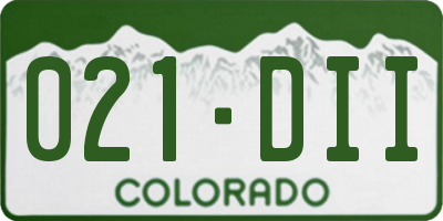 CO license plate 021DII