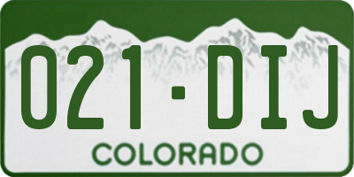 CO license plate 021DIJ