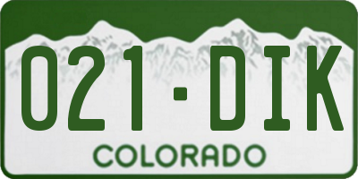 CO license plate 021DIK