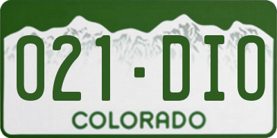 CO license plate 021DIO