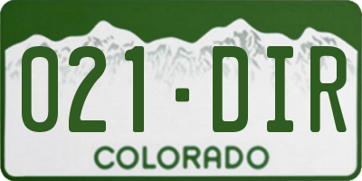 CO license plate 021DIR