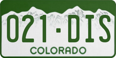 CO license plate 021DIS