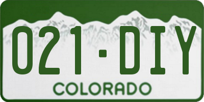 CO license plate 021DIY