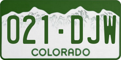 CO license plate 021DJW