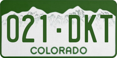 CO license plate 021DKT