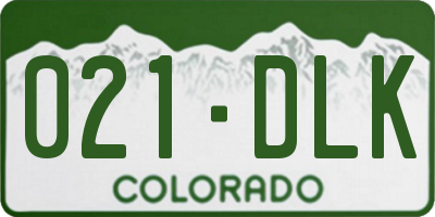CO license plate 021DLK