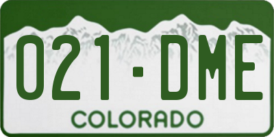 CO license plate 021DME