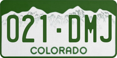 CO license plate 021DMJ