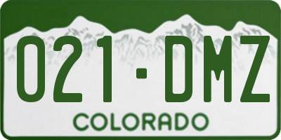 CO license plate 021DMZ