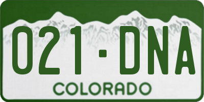 CO license plate 021DNA