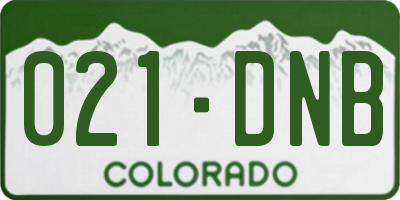 CO license plate 021DNB