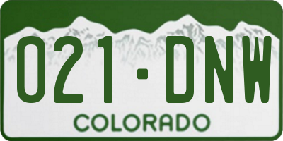 CO license plate 021DNW