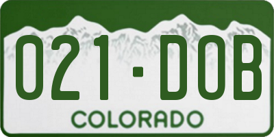 CO license plate 021DOB