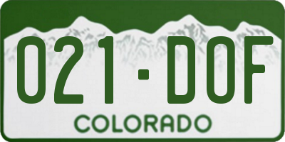 CO license plate 021DOF