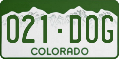 CO license plate 021DOG
