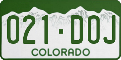 CO license plate 021DOJ
