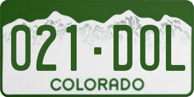 CO license plate 021DOL