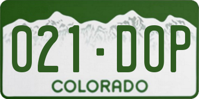 CO license plate 021DOP
