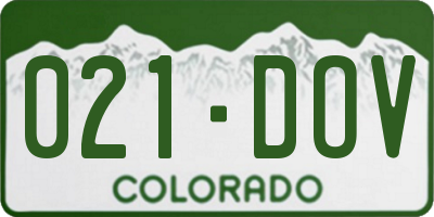 CO license plate 021DOV