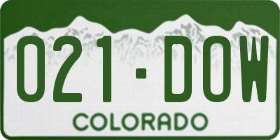 CO license plate 021DOW