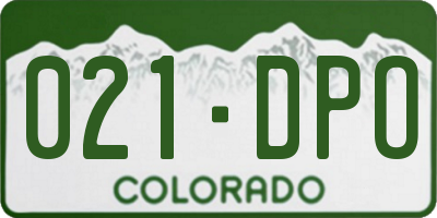 CO license plate 021DPO