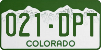 CO license plate 021DPT