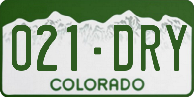 CO license plate 021DRY