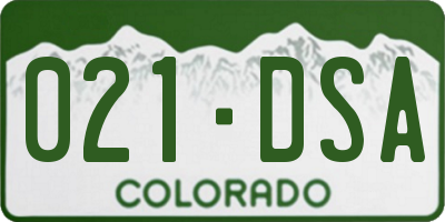 CO license plate 021DSA