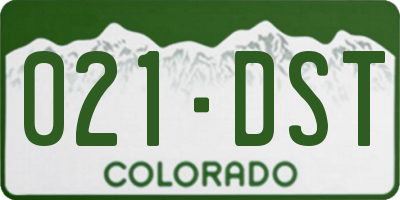 CO license plate 021DST