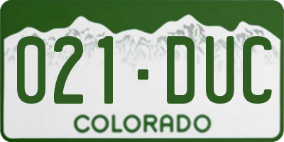 CO license plate 021DUC