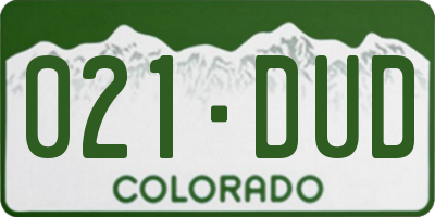 CO license plate 021DUD