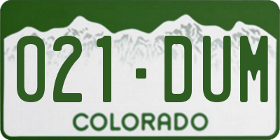 CO license plate 021DUM