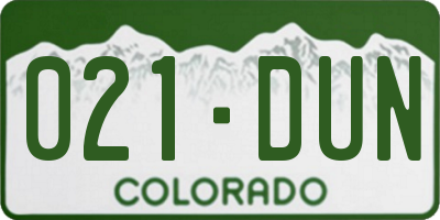 CO license plate 021DUN