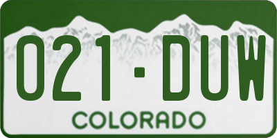 CO license plate 021DUW