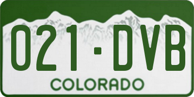 CO license plate 021DVB