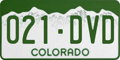 CO license plate 021DVD