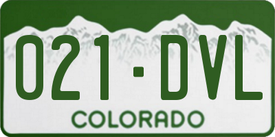 CO license plate 021DVL