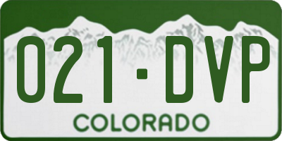 CO license plate 021DVP