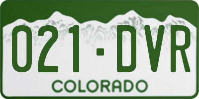 CO license plate 021DVR