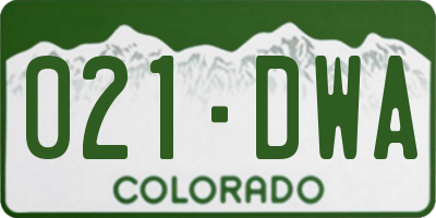 CO license plate 021DWA