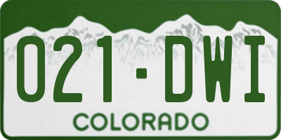 CO license plate 021DWI