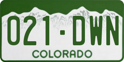 CO license plate 021DWN