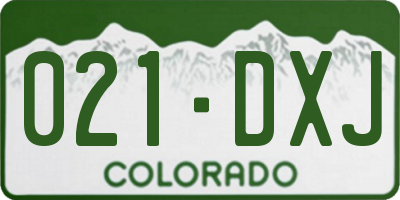 CO license plate 021DXJ