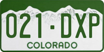 CO license plate 021DXP