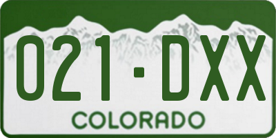 CO license plate 021DXX