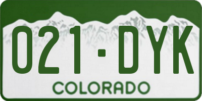 CO license plate 021DYK